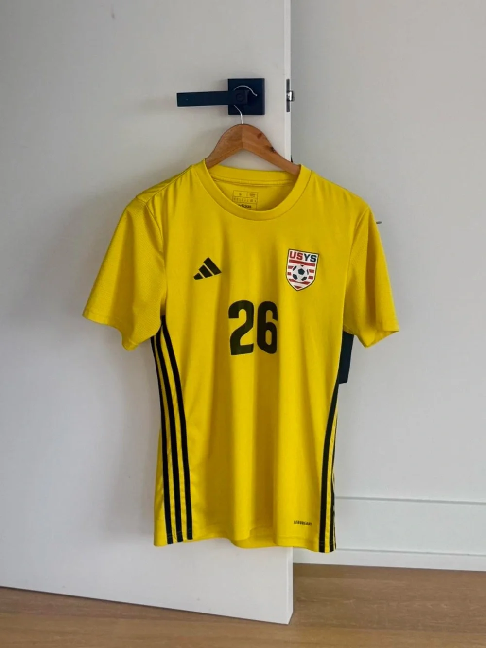 adidas Yellow Soccer Jersey with Black Accents